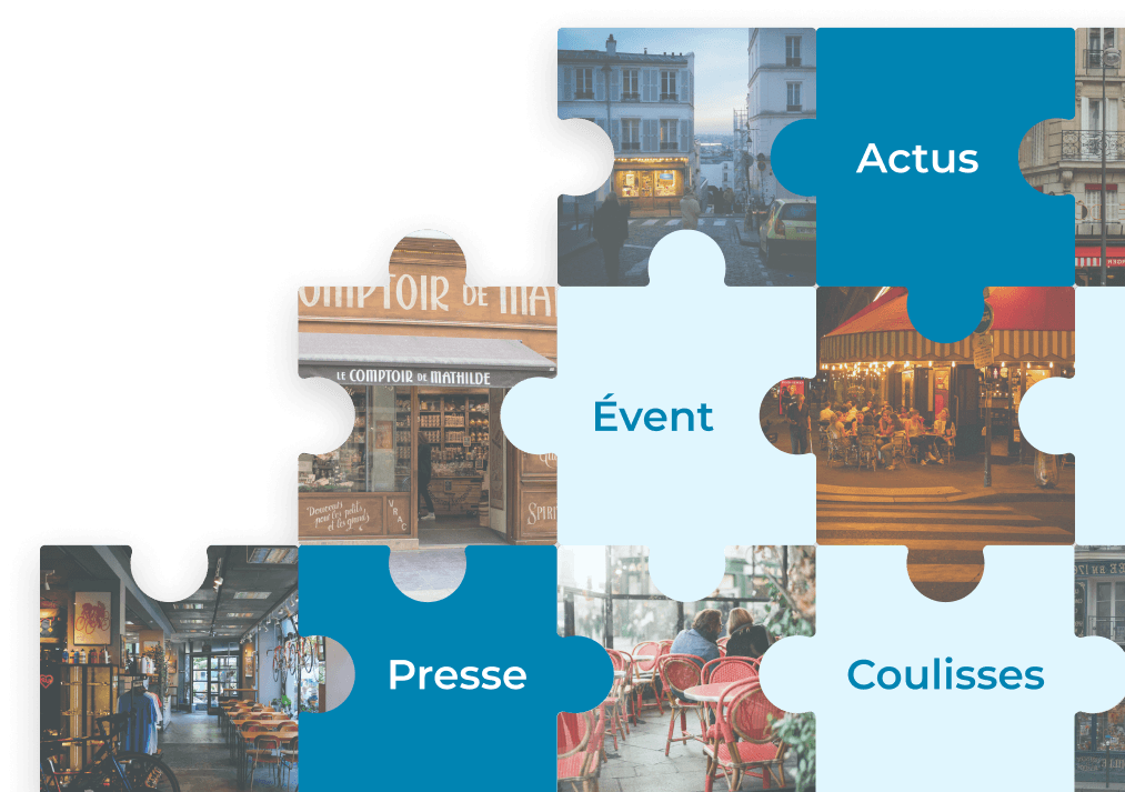 Image regroupant des pièces de puzzle contenant des images ou des mots